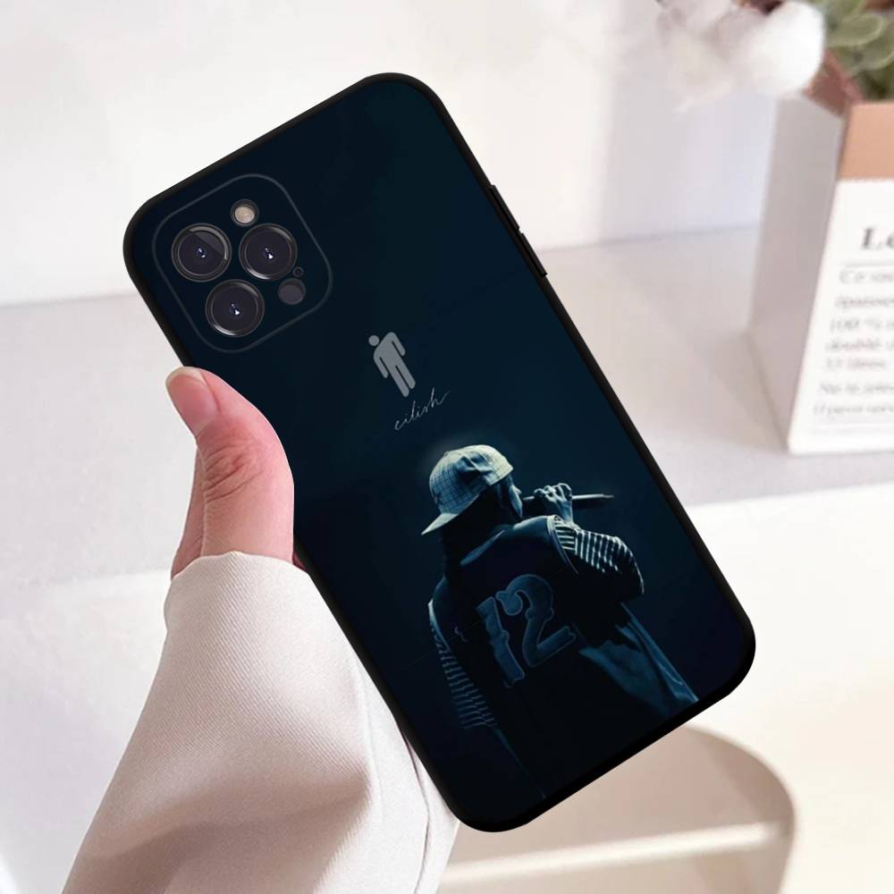 Hit Me B-BillieS Eilish Black Silicone TPU Phone Case For Iphone17 Air 16 15 14 13 12 Pro 11 Pro Max Plus Cover Case