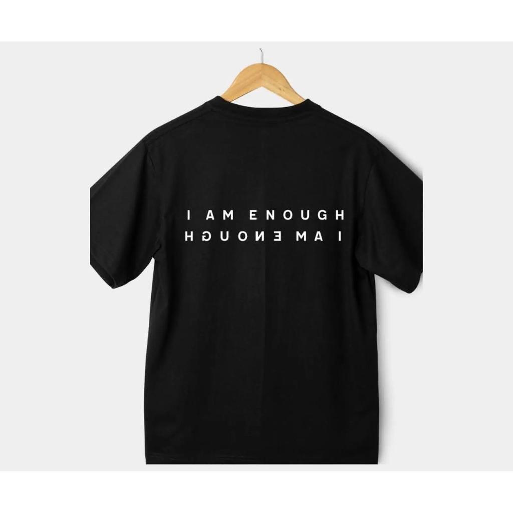 I AM ENOUGH Back Print T Shirt Black Mental Health designer clothes graphic Comfortable homme