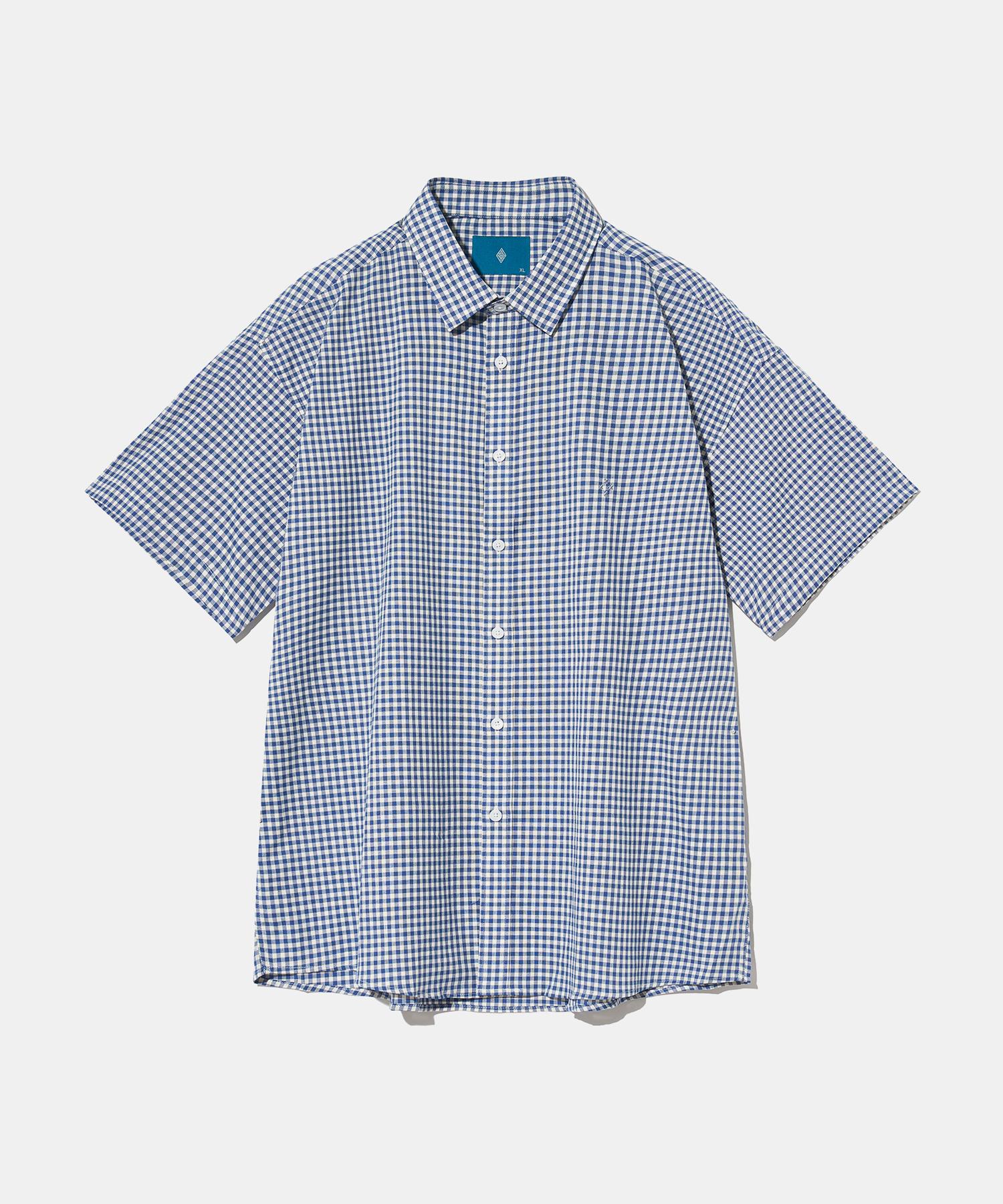 Diamond Leila Gingham Check 1/2 Shirt S143 Blue - Blue/L