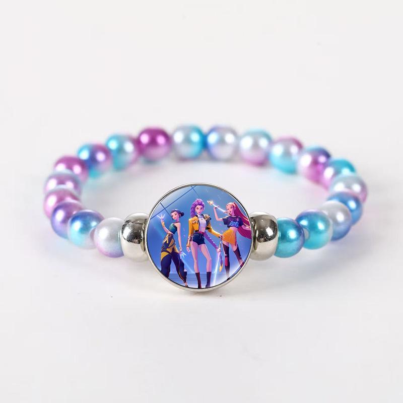 Ins Style Cartoon Beaded Bracelet, 2025 Spring New Glass Charm Jewelry, Unisex Handmade Gift for Travel Souvenir, 16+6cm Adjustable Chain