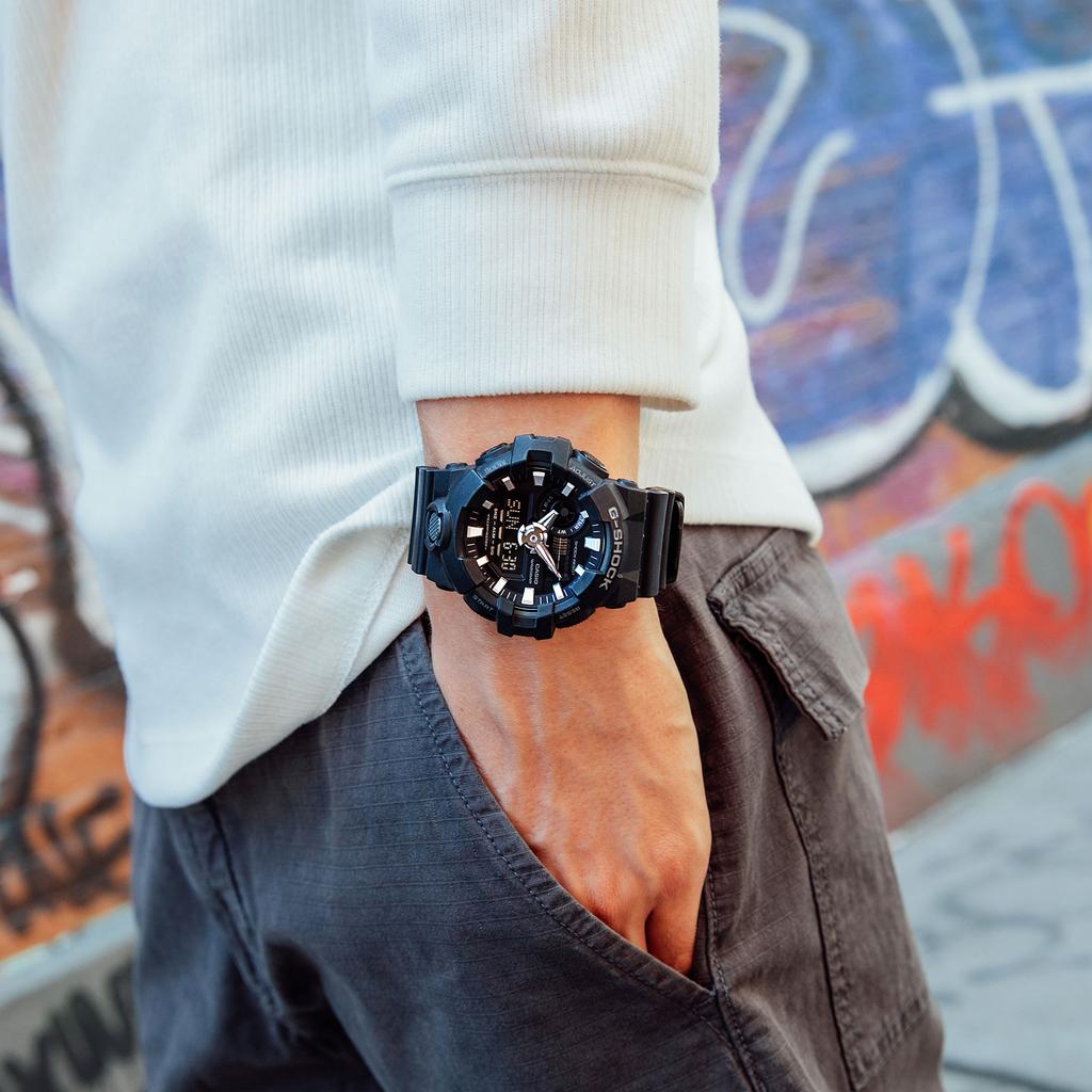 Casio Men's Resin 200M Water Resistant Analog Shock Resistant Quartz Watch GA-700-1B