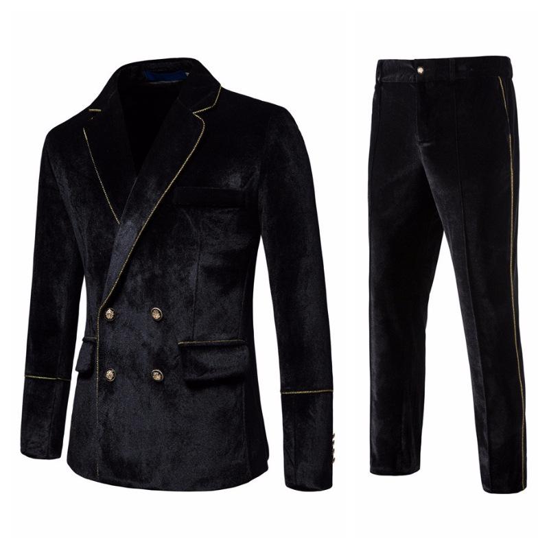 2023 Men`s Slim-Fit Double-Breasted Color-Block Formal