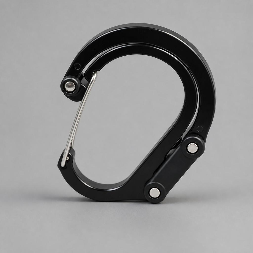 DShaped Carabiner Hook Lightweight Aluminum Alloy with SelfClosing Gate Compact Hanging