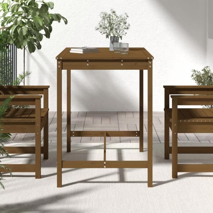 VidaXL Table de jardin marron miel 121x82,5x110 cm bois massif de pin 824091
