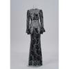 New European and American Style Long-Sleeve Round-Neck Slim-Fit Sequin Mermaid Evening Dress