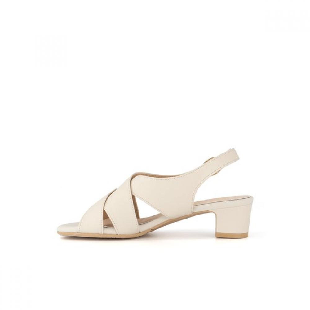 Daks 4cm Cross Leather Semi Dress Sandals Dld301 Ivory