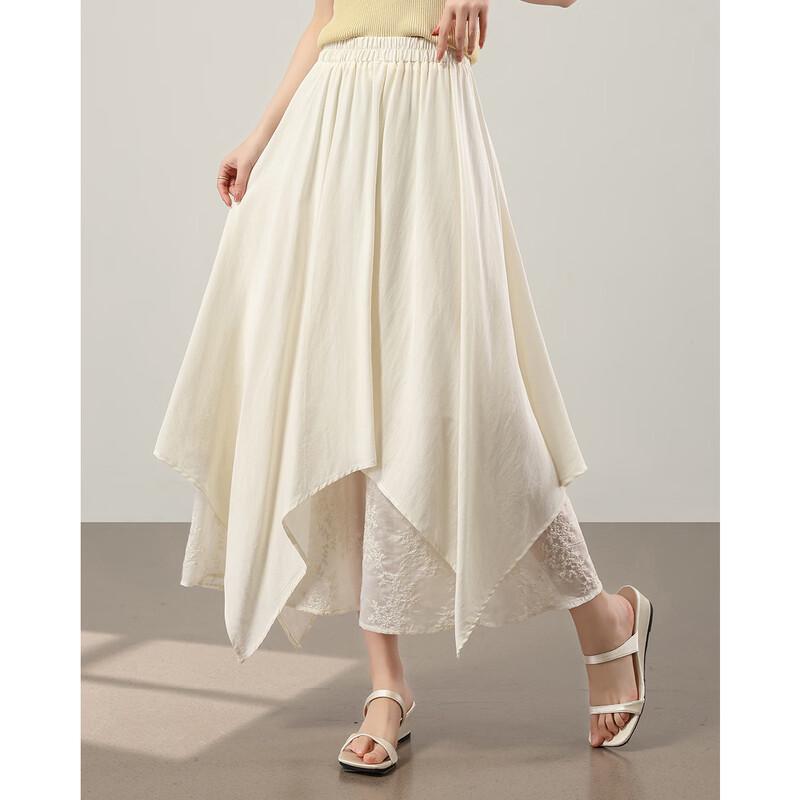 TERRE BLEUE Lace Patchwork A-Line Midi Skirt