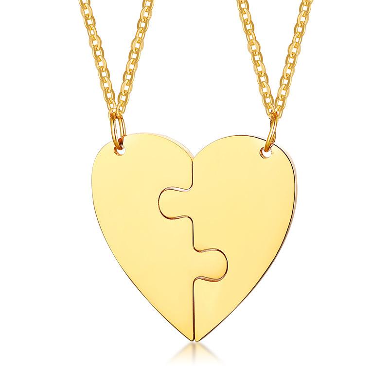 Custom Engrave BFF Friendship Necklaces for 2 Best Friends Gifts, Couple Heart Love Forever Pendant Female BFF Necklaces Set
