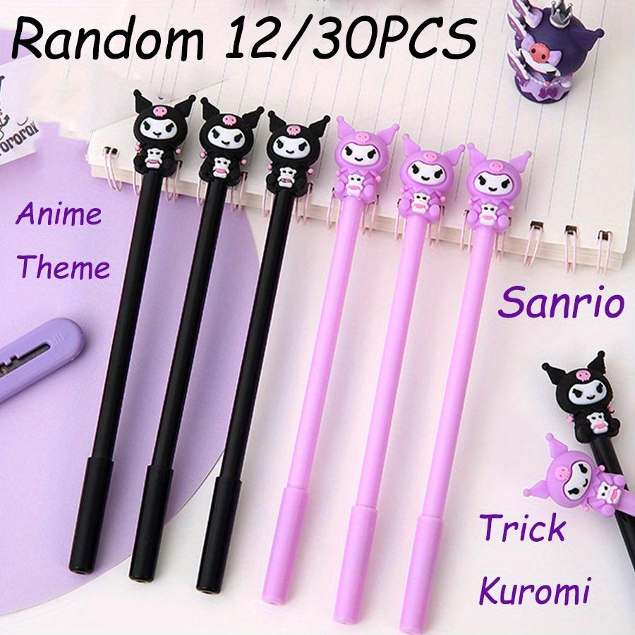 Sanrio 12/ 30PCS Black Kuromi Anime Gel Pens Cute Fairy Character Design 0.5mm Black Ink Ideal for Playful Gifts Office Signature Pen, Back School
