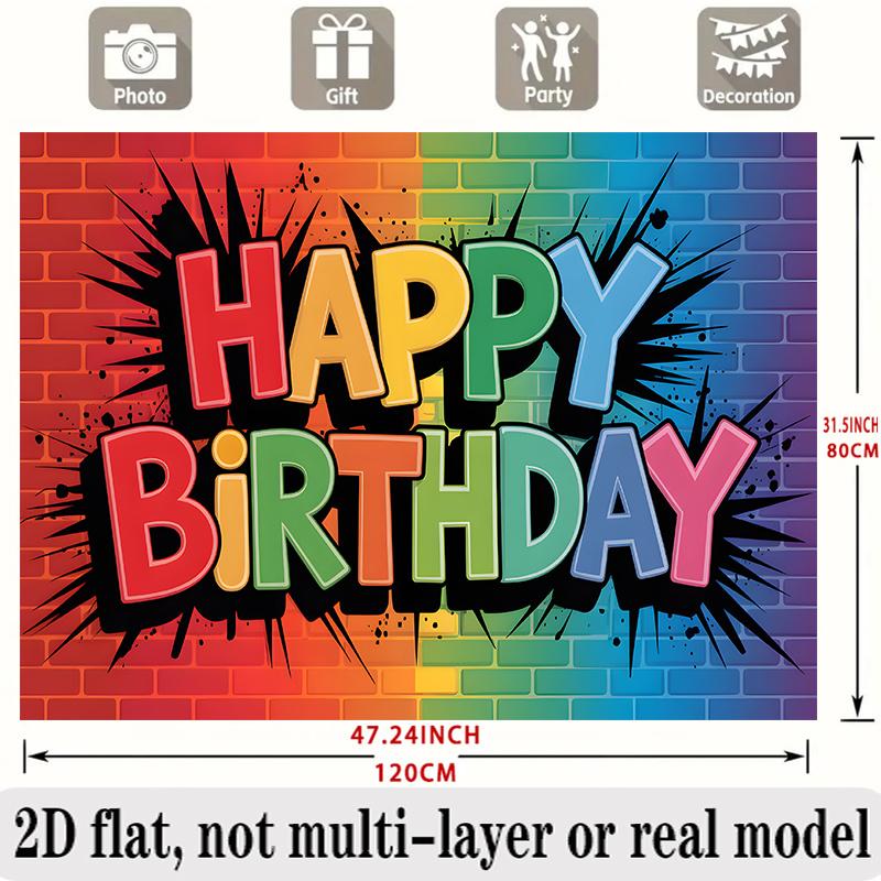 Cheerful Birthday Banner, Photo Backdrop Wall Decor for Party