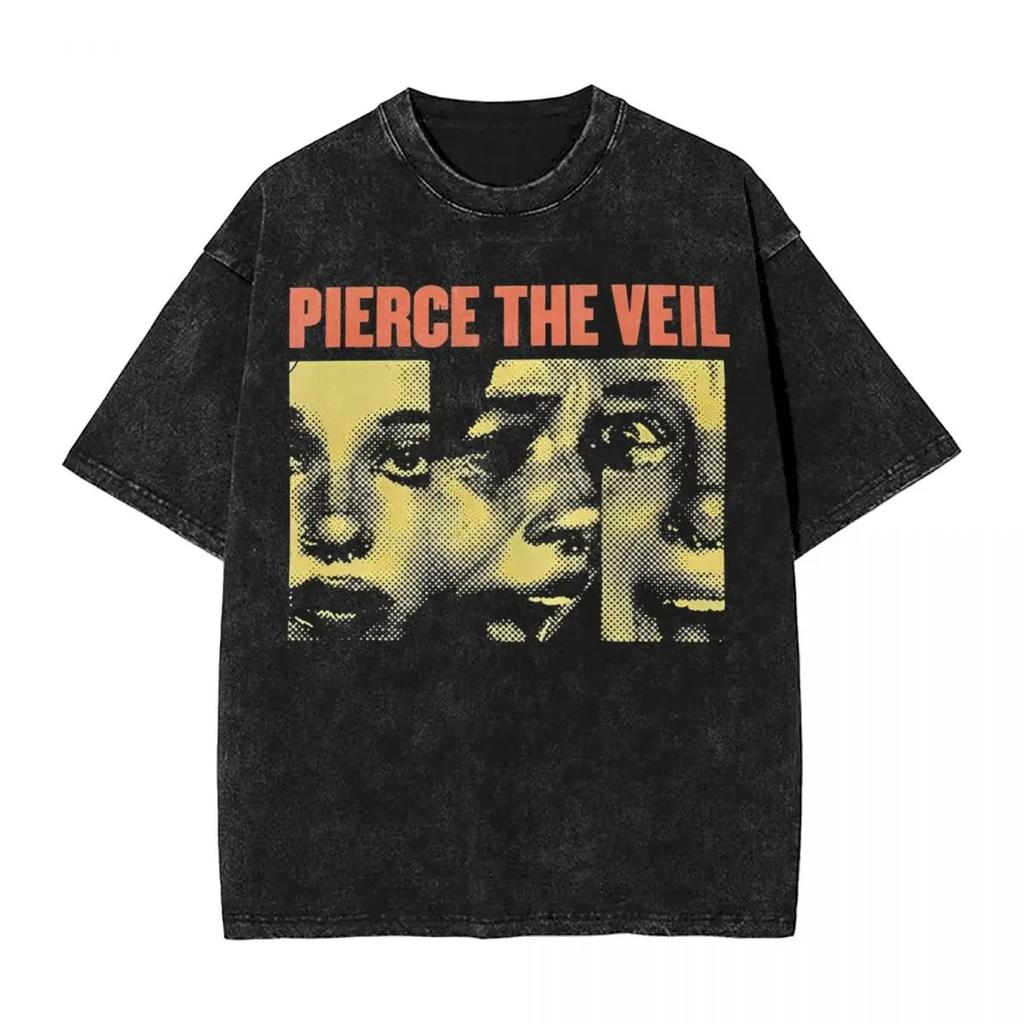 Pierce The Veil classic album poster print Tshirt Unisex Women Vintage Washed cotton gohtic YK style oversized top summer new tee