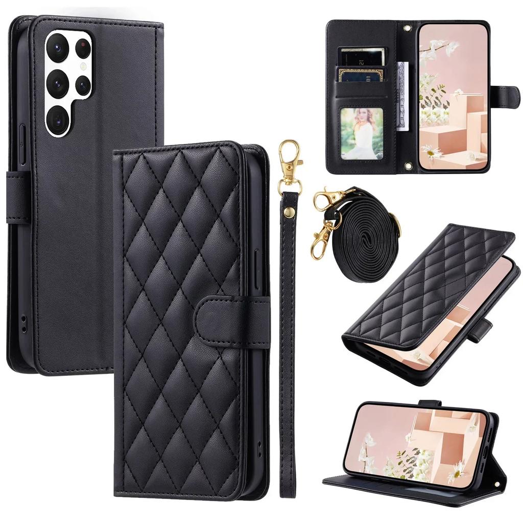 Crossbody Phone Case for Samsung Galaxy S23 S21 FE S24 Plus S25 Ultra A05 A05S A15 A25 A35 A55 A16 A26 A36 A56 Leather Cover