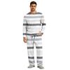 Men's Long Sleeve Pajama Set with Button Crotch and Elastic Drawstring Waist Pants for Home Loungewear