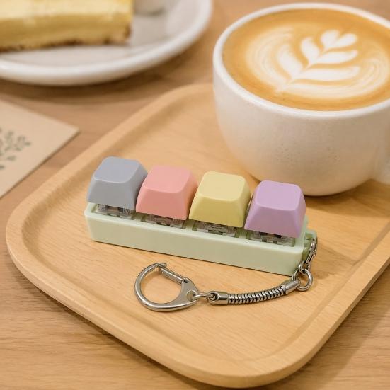 Anxiety Relief Finger Toy 3/4-Keys Keyboard Fidget Toy Stress Push Button Mini Keychain Clicker Keychain Pocket Size Mechanical Office Buster