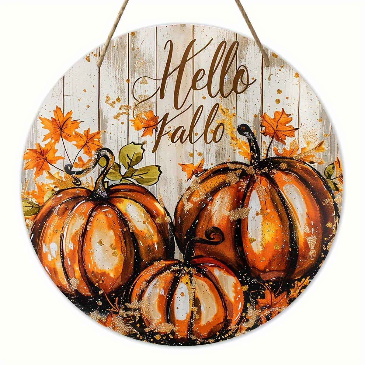 

2D Плоский 20*20см, Домашнее Осеннее Украшение, Привет Осень, Деревянный Круглый Логотип Тыквы, Креативная Декоративная Табличка, для Дома, Сада, Офиса, Декора Бара. 20*20cm