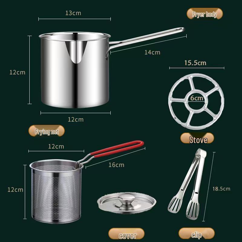 Stainless Steel Mini Deep Fryer with Strainer