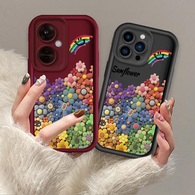 Bunte Regenbogenblumen Floral bedrucktes Mode-Case Flexible weiche Silikon TPU Schale Vollständige Rückseite für Realme