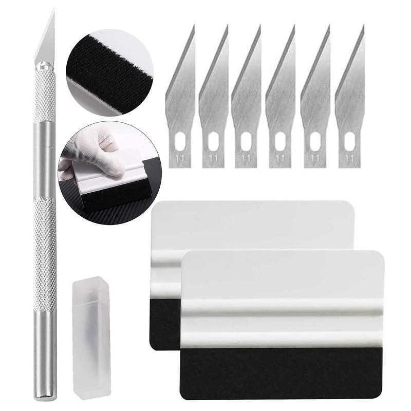 8pcs/set Car Wrapping Tools Kit Vinyl Scraper Cutter Carbon Film Squeegee Vinyl Spatulas Plastic Wrap Tools Window Tinting Tools