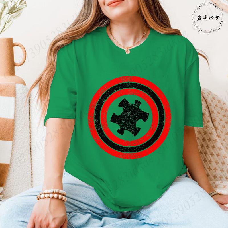 Autismus-Bewusstsein T-Shirts für Unisex: Schild Puzzle-Stück Grafik Kurzarm-Oberteile 2026 Trendige Lässige Mode Tägliche Wear T-Shirts