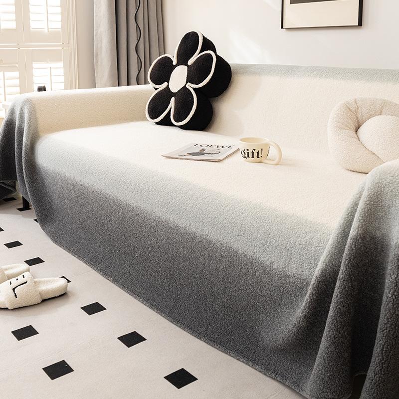 Lamb fleece thickened sofa towel, advanced sense, anti-cat scratch, simple modern style, living room full cover, sofa cover, blanket cover