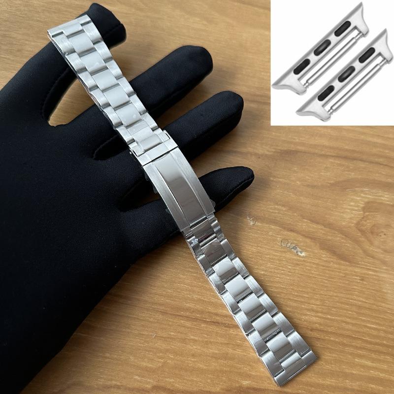 Suitable Apple iwatch ultra2WatchS10/9/8Chain-style Stainless Steel WatchBand Folding Clasp High-end Feel 38mm40mm49mm 42mm