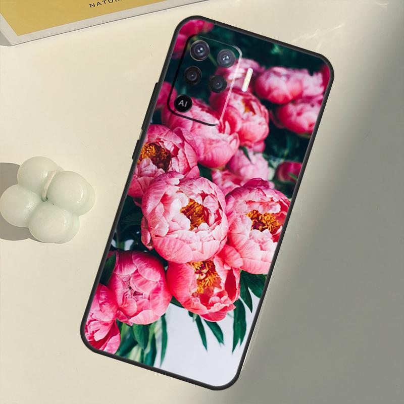 Peonies Beautiful Flower For OPPO Find X3 Lite X5 Pro A5 A9 A31 A53 S A83 A91 A93 A54 A74 A94 A15 A16 A52 A72 Case
