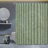 Green Plant Shower Curtain Palm Leaf Pattern Waterproof Polyester Bathroom Decor Bath Curtain Set