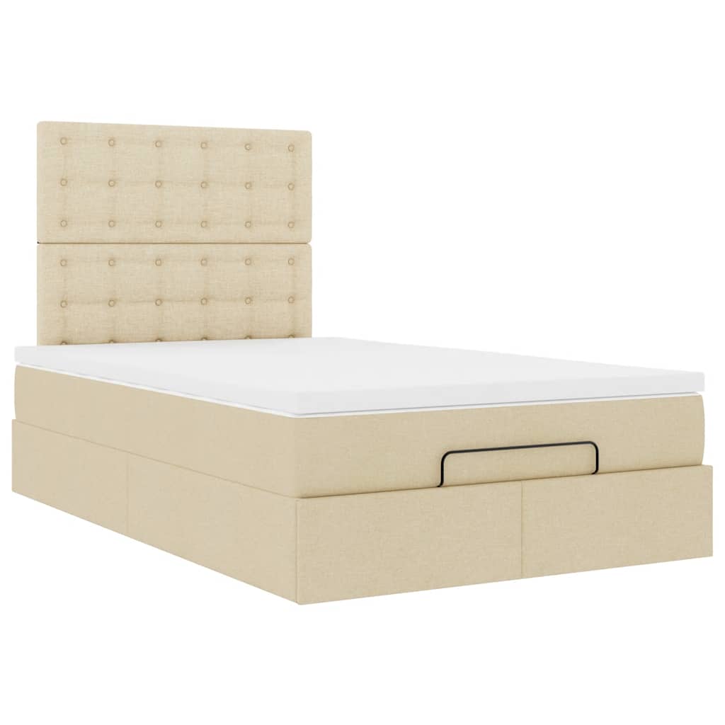 Ottoman Bed Frame with Mattress, Cream, 120X190 Cm, Fabric