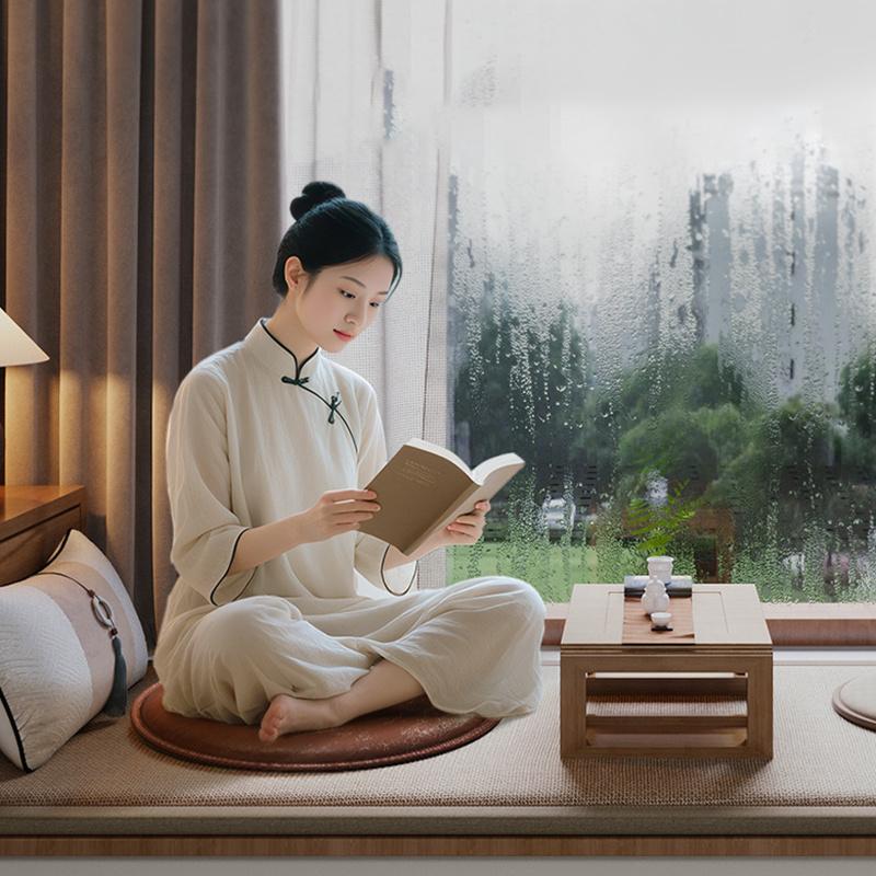Waterproof Thick Leather Cushion Soft Round Pad 40cm Non-Slip for Comfortable Seating