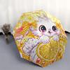 1pc Orange Kitten Ideas Automatic Open/CloseCartoon Umbrella-CuteUmbrella with Cute Design, Portable 3-Fold Compact Umbrella for Men & Women