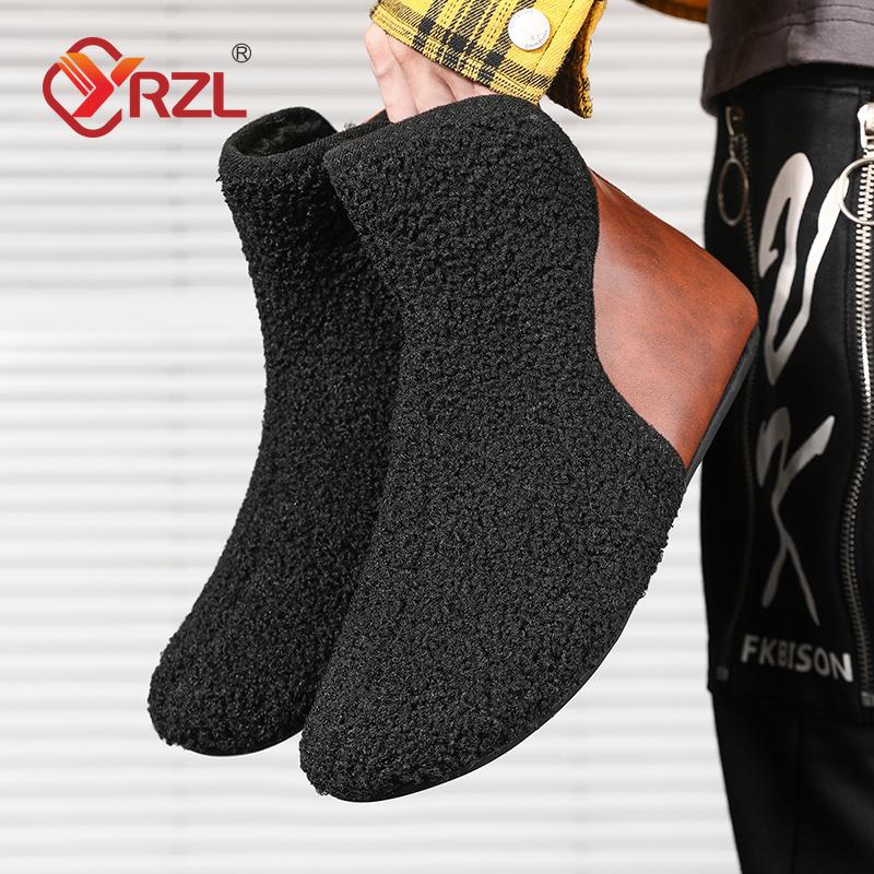 Yrzl Winter Cotton Shoes Men High Top Warm Slip On Lightweight Slippers Men Plush Indoor Cotton Loafers Men Winter Warm Shoes