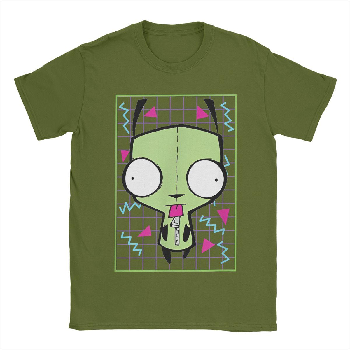 

Men T-Shirts Invader Zim Gir 90s Grid Novelty Pure Cotton Tee Shirt Short Sleeve T Shirt Crewneck Tops 4XL 5XL 4XL