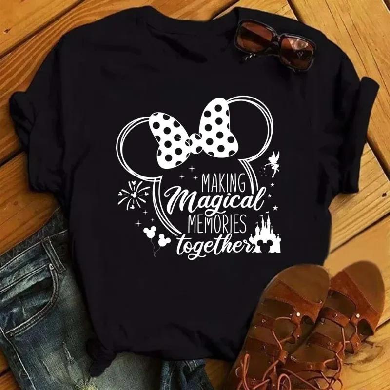 Disney Cartoon 2025 Travel Pattern Printed T-Shirt Summer Women's Casual Tops T-Shirt Fashion Clothing Harajuku Y2k T-Shirt