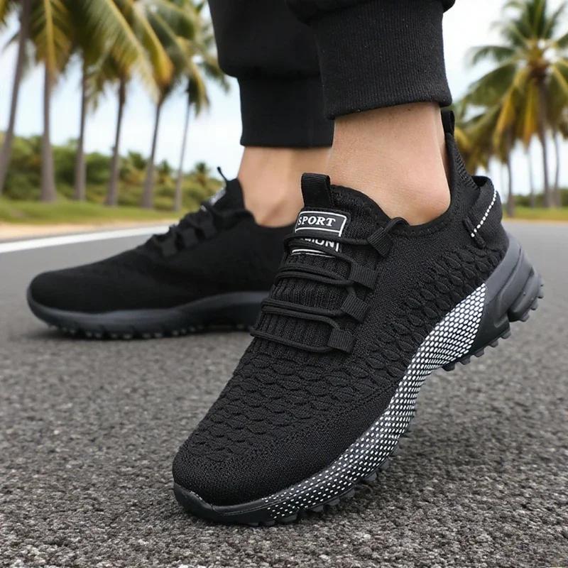 Men's Casual Running Shoe Fashionable Lightweight Fitness Breathable Sneakers Anti Slip Lace Up Quick Drying Summer Tennis Shoes