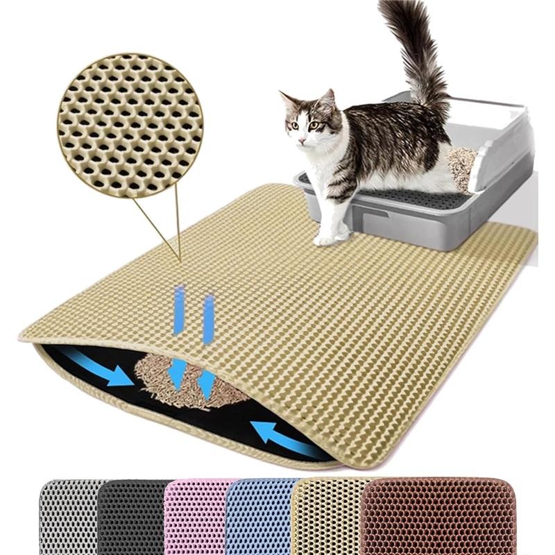 Tappetino Lettiera Gatto Doppio Strato Animali Domestici Antiscivolo Grande Tappetino Filtrante Lettiera Animali Domestici Resistente all'Usura Impermeabile Antiscivolo Tappetino Lettiera Gatto