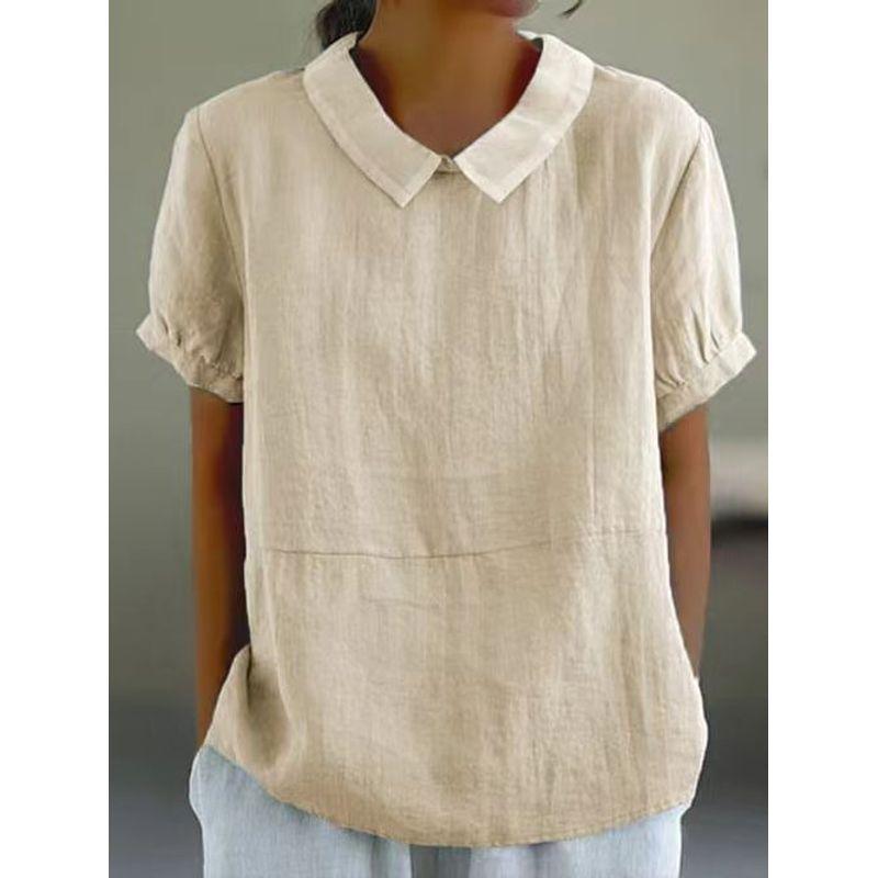Loose Collar Short Sleeve Shirt for Women Loose Lapel Short sleeve Shirt Women