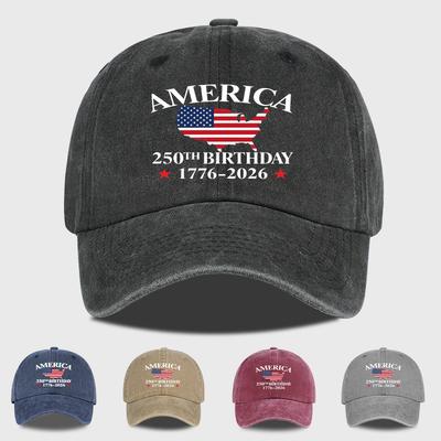 2026 USA 250th Birthday Baseball Cap Men Women Vintage Washed Cotton Adjustable Dad Hat Patriotic American Flag Gift