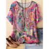 Women's Flower Print Versatile Top Casual Short Sleeve Loose Comfortable T-Shirts Women’s