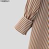 INCERUN Spring Men Neck Long Sleeve Striped Irregular Casual Long Cardigan Shirts Tops