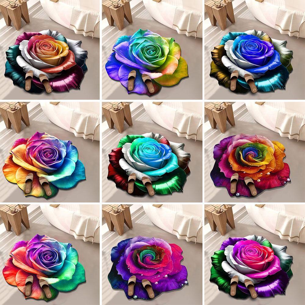 Soft Peony Floor Mat Non-slip Bathroom Floor Mat Door Gasket  for Living Room Tea Table Bedside