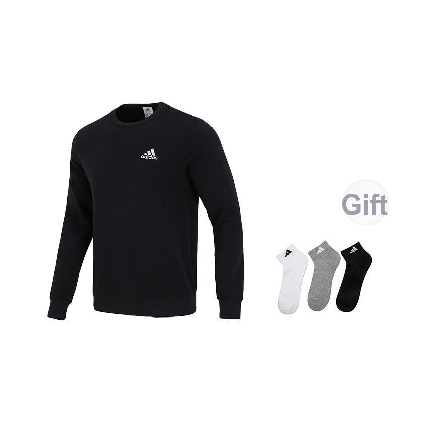 adidas Essentials Fleece Sweatshirt Black/White Men Streetwear GV5295