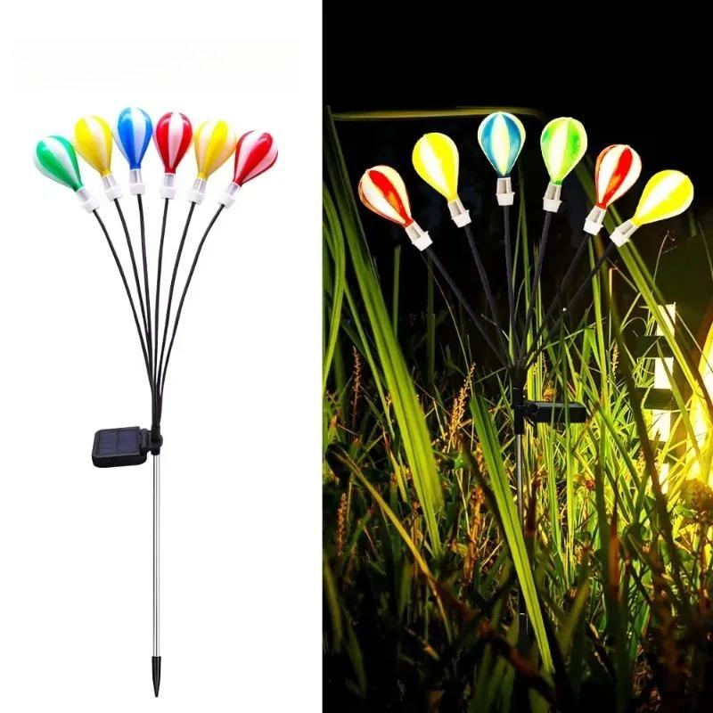 New Solar Hot Air Balloon Swing Light 6LED Firefly Ground Plug Light Courtyard Garden Camping Starburst Lawn Light