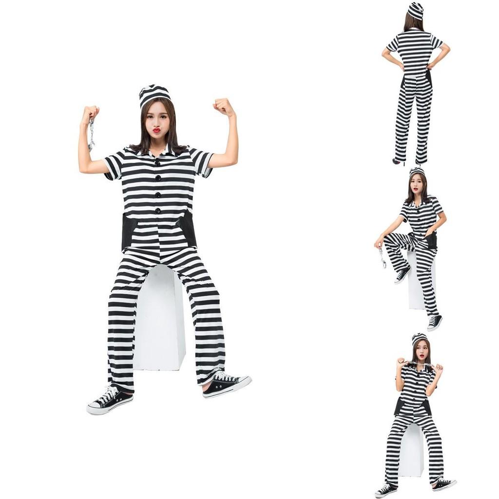 Japanese Anime Striped Prisoner Costume For Cosplay And Stage Performance