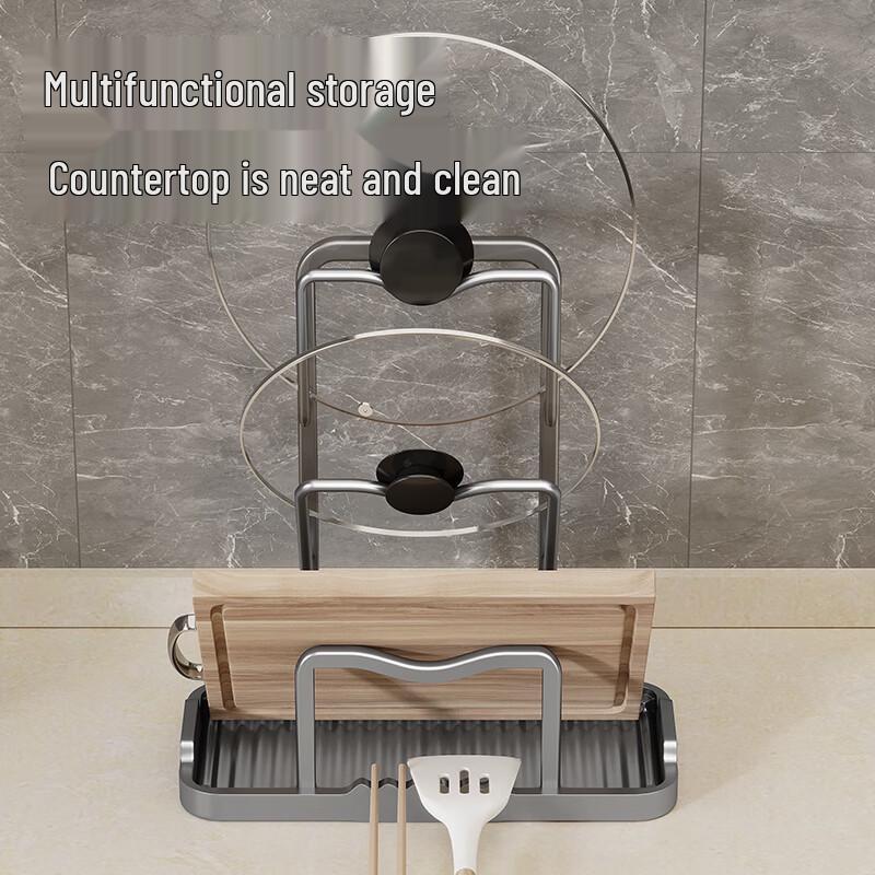 Kitchen Countertop Pot Lid & Chopping Board Organizer