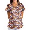 Women's Halloween Printed Loose V-Neck Pocket Short SleevUniform  Uniform