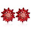 Gemstone Flower Ear Studs Alloy Colorful Crystal Sunflower Fashion Jewelry For Women