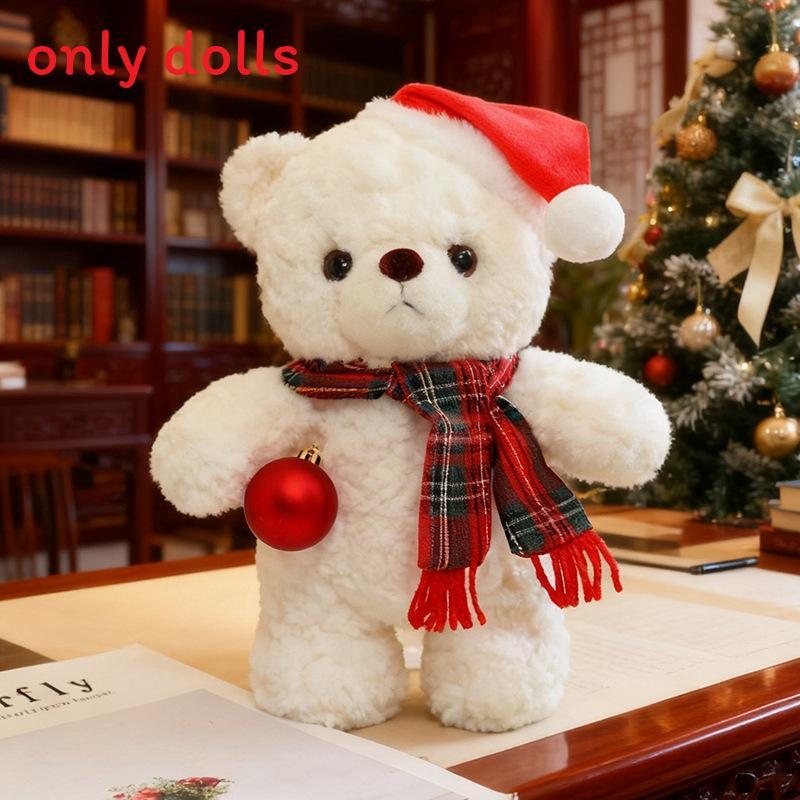 Plush Bear Toy With Scarf And Hat Decor For Kids Christmas Gift And Birthday Present