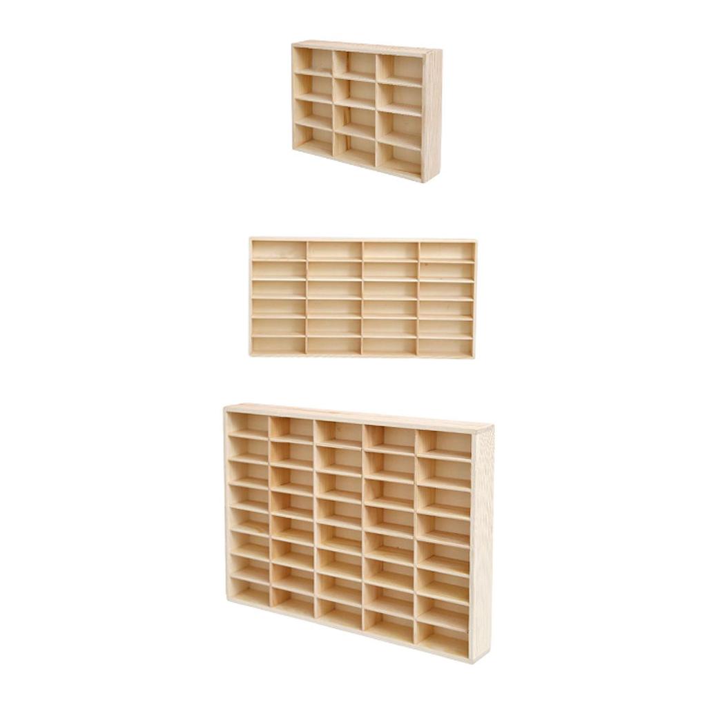 Wooden Storage Divider Box Showcase Organizer Cabinet Display Box for Doll Personal Collectibles Action Figures Tiny Dolls