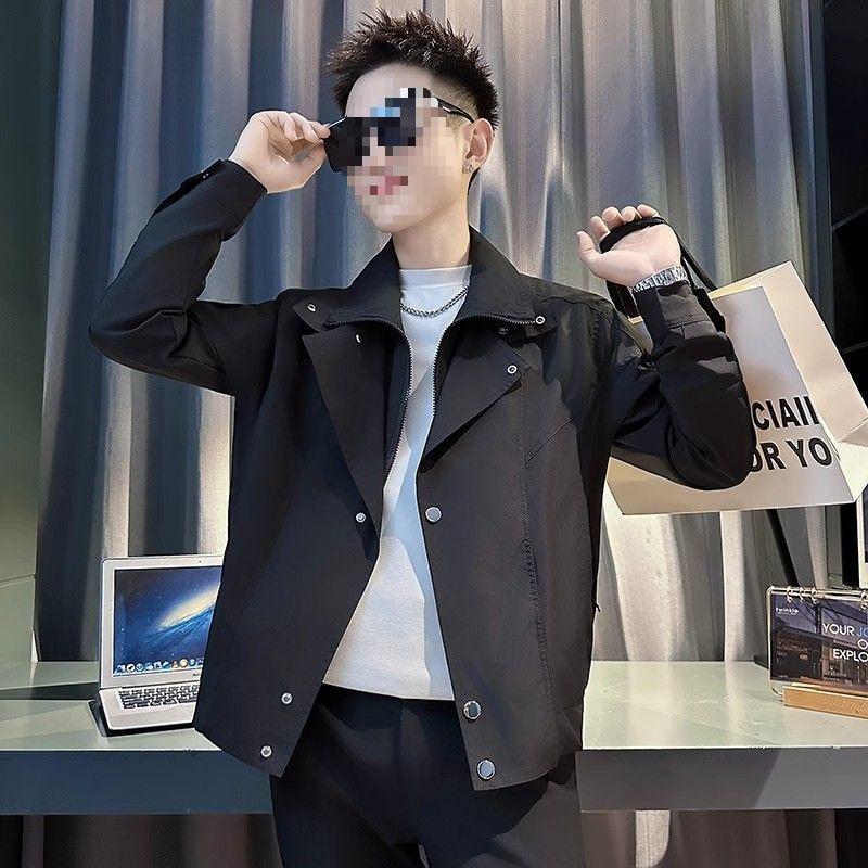 Men s Trendy Lapel Jacket: Spring/Autumn 2025 Casual Windbreaker M up to 52.5kg