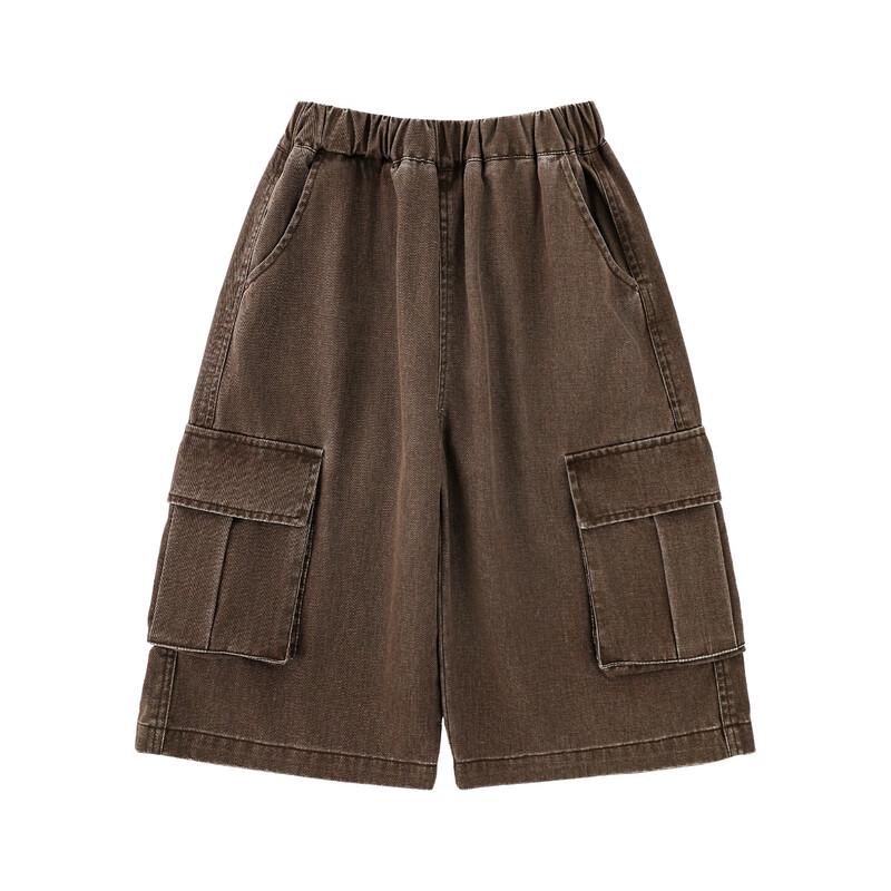 Youyou Girls' Retro Washed Cotton Cargo Pants